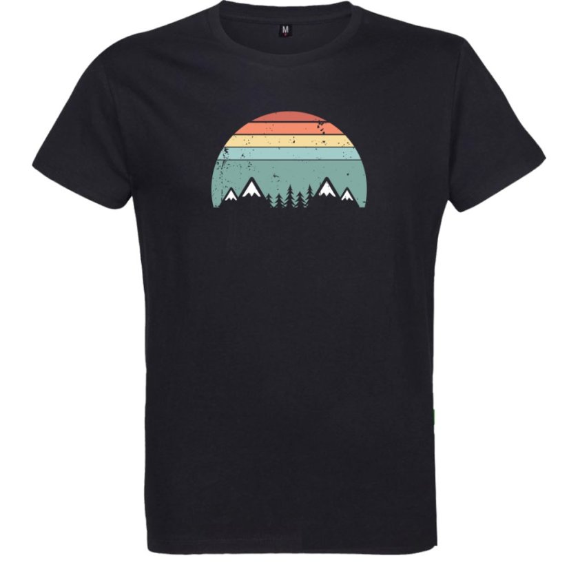 Pánske tričko Retro hory a stromy farebné