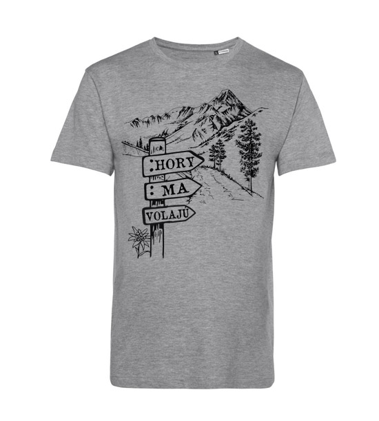 Pánske BIO tričko Hory ma volajú ceduľka pri ceste