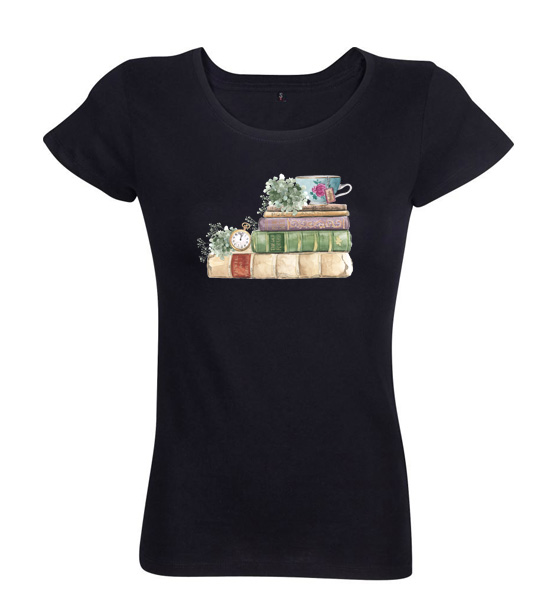 Dámske tričko Čas na knihu čierne