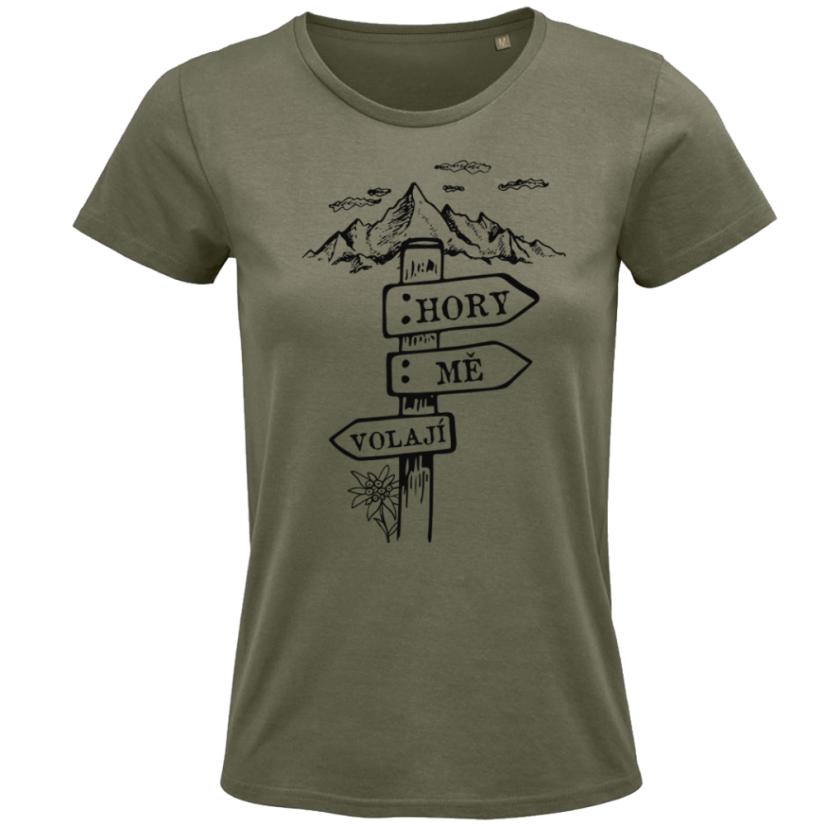 Dámské tričko Hory mě volají cedulka
