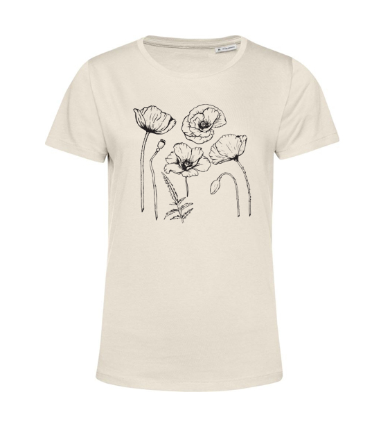 Dámske Bio tričko  červený mak skica