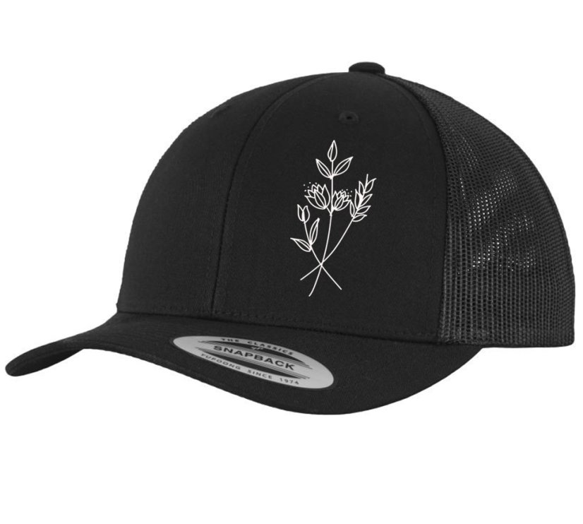 Šiltovka Skica kvetov čierna