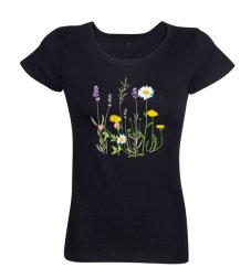 Dámske tričko Púpava v prírode, čierne