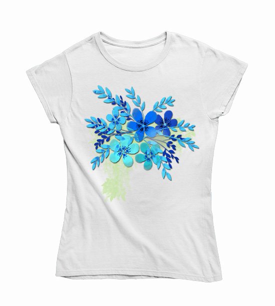 Dámske BIO tričko kytica modrých kvetov