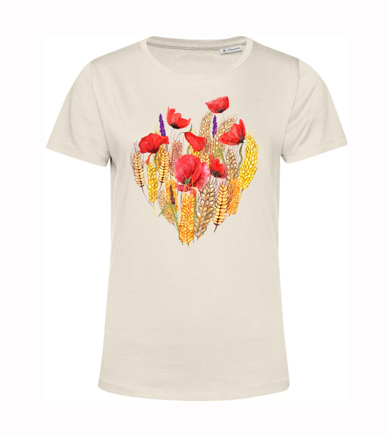 Dámske BIO tričko mak a pšenica srdcové
