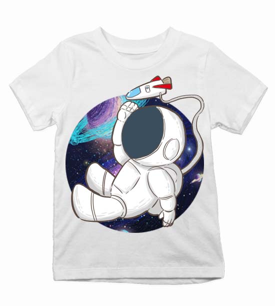 Detské tričko kozmonaut raketa v pozadí