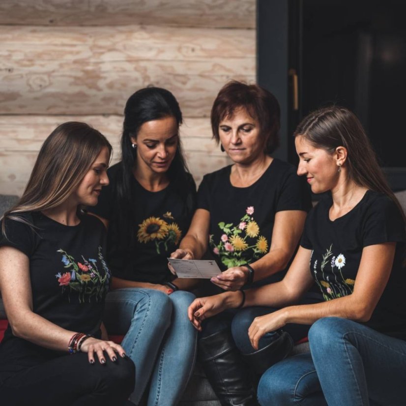 Dámske tričko Jarná púpava čierne - Veľkosť: XS, Farby: Čierna