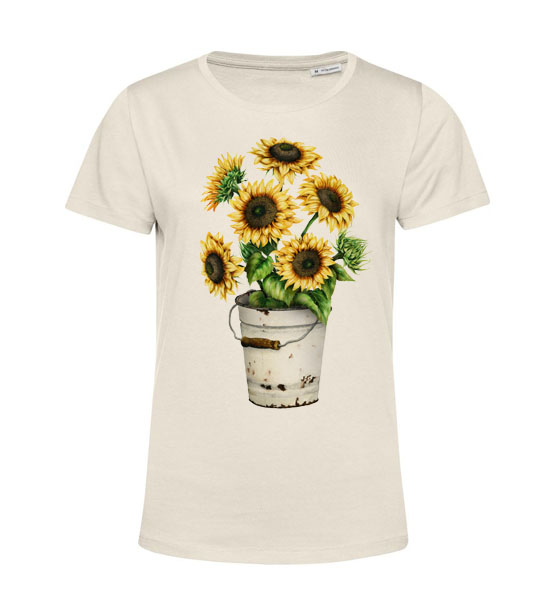 Dámske Bio tričko slnečnice vo vedierku