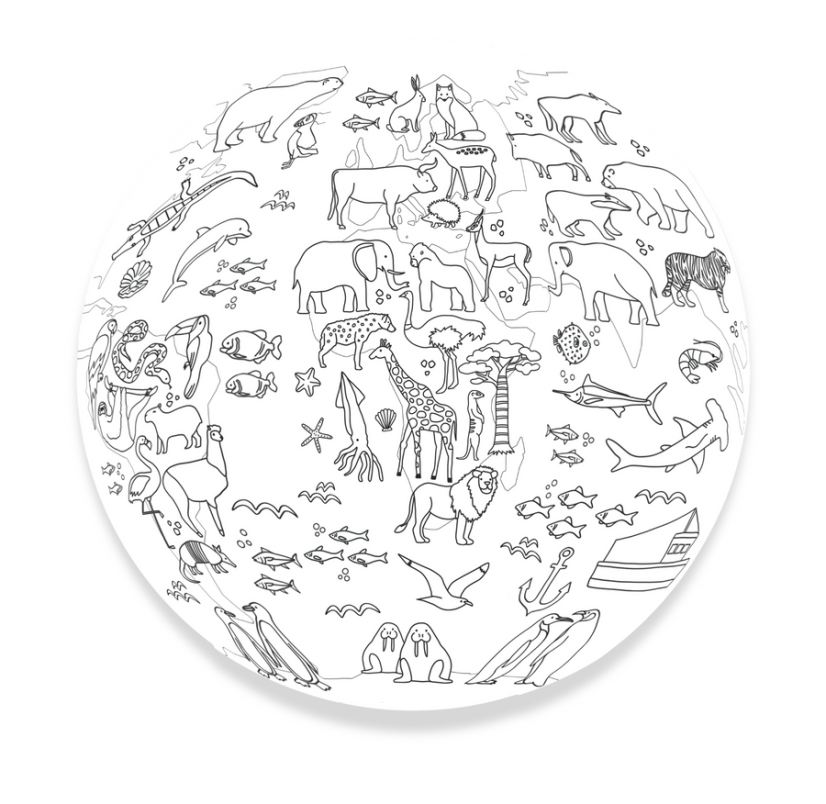 Balónová lopta – Zemeguľa s kontinentmi na vymaľovanie