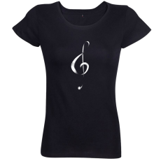 Dámske tričko Husľový kľúč čierne