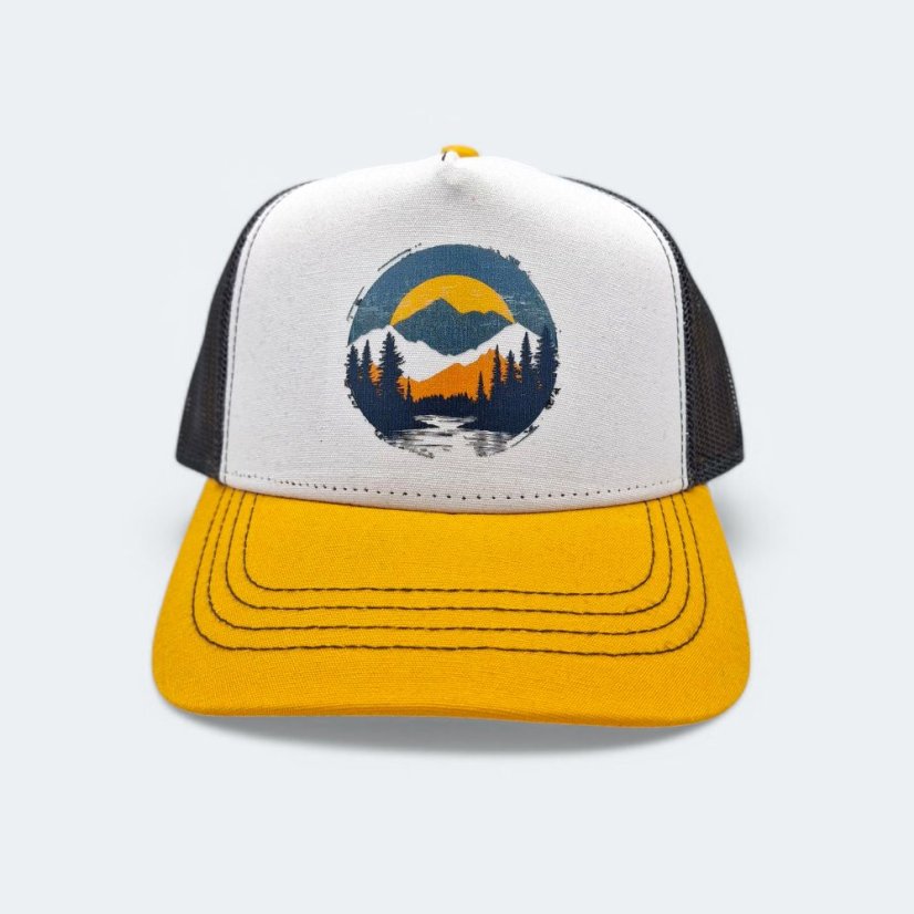 Kšiltovka Příroda v kruhu, šedo-žlutá