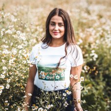 Dámske BIO tričko Krajinomaľba pole margarétiek