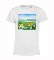 Dámske BIO tričko Krajinomaľba pole margarétiek