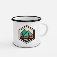 Smaltovaný hrnček Nature is Life, biely, 300ml