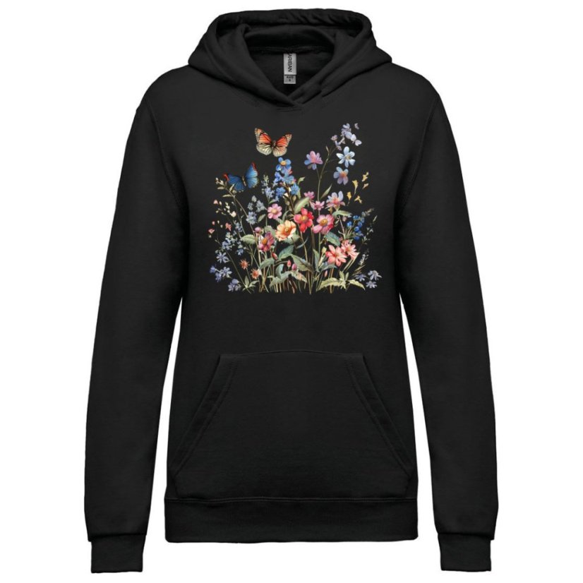 Dámska mikina s kapucňou Motýle a kvety
