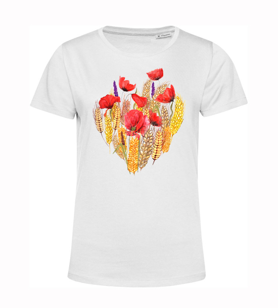 Dámske BIO tričko mak a pšenica srdcové
