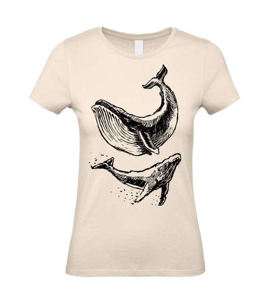 Dámske tričko veľryba skica
