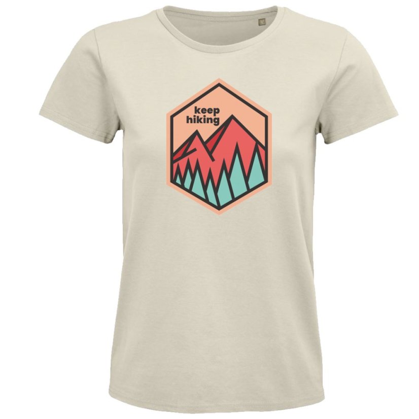 Dámske tričko Keep Hiking - Veľkosť: S, Farby: Natural