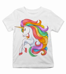 Detské tričko jednorožec farebné vlasy