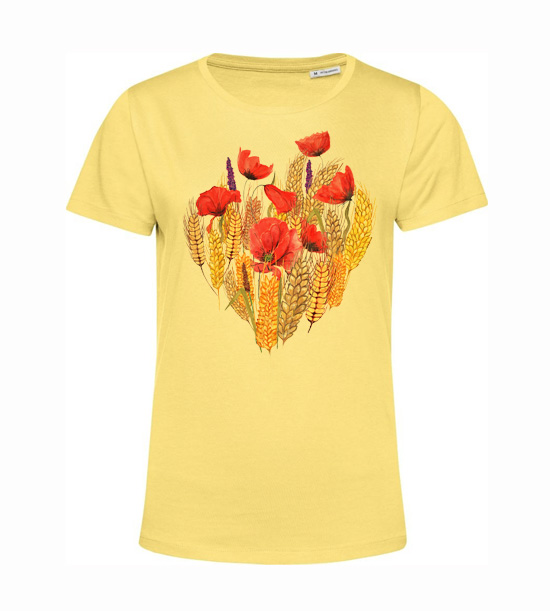Dámske BIO tričko mak a pšenica srdcové
