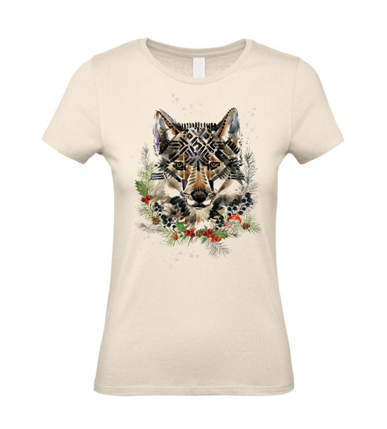 Dámske tričko Vlk - Veľkosť: XS, Farby: Natural