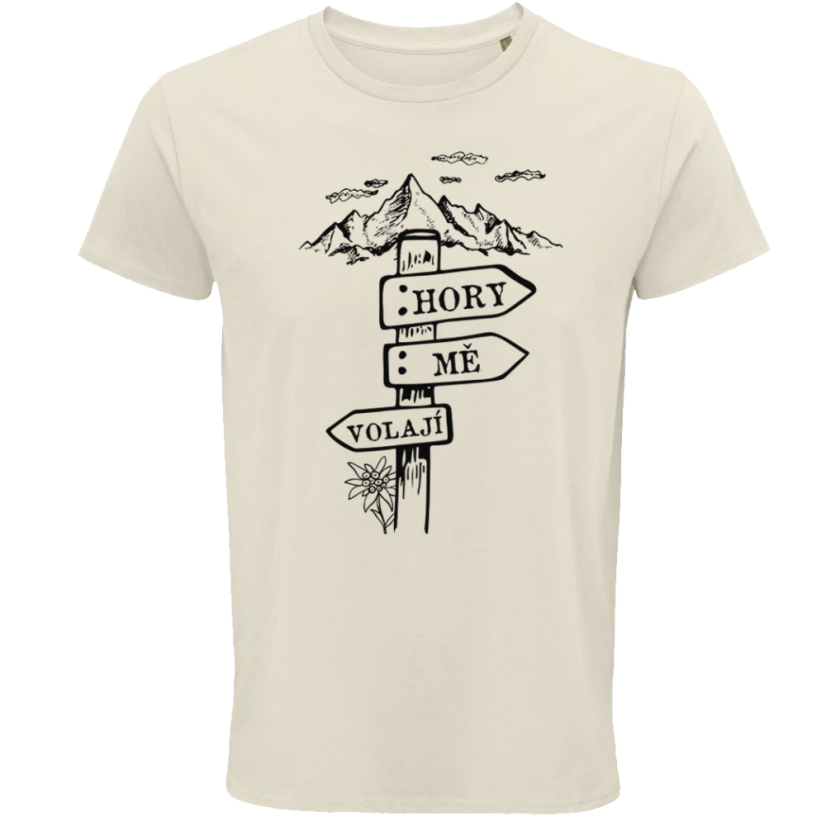 Pánské tričko Hory mě volají cedulka