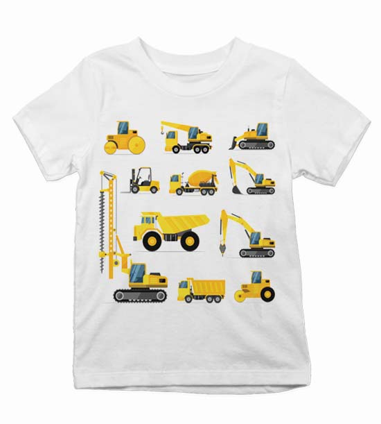 Detské tričko stavebné stroje