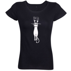 Dámske  tričko Vtipná mačka čierne