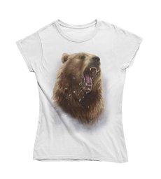 Dámske tričko zúrivý medveď biele
