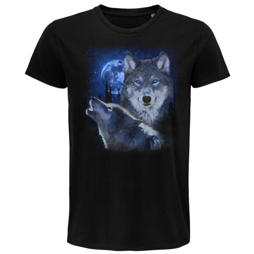 Pánske Bio tričko Vlci v splne mesiaca