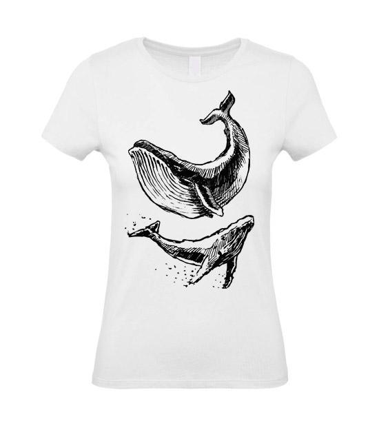 Dámske tričko veľryba skica