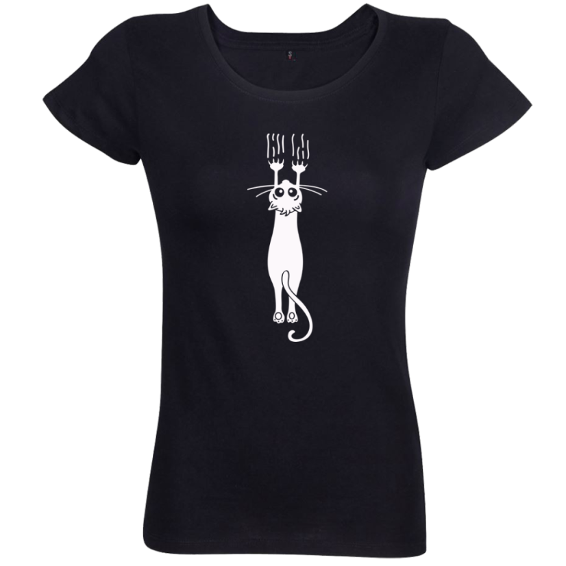 Dámske  tričko Vtipná mačka čierne