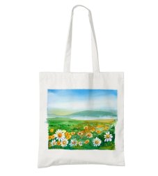BIO bavlnená taška Pole margarétiek krajinomaľba