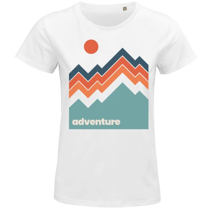 Dámske tričko Retro príroda slnko a hory