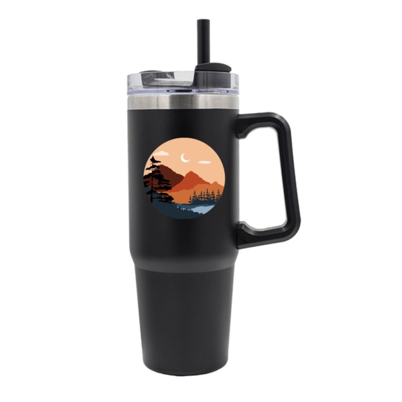 Termohrnek Příroda v kruhu, 900 ml, černá