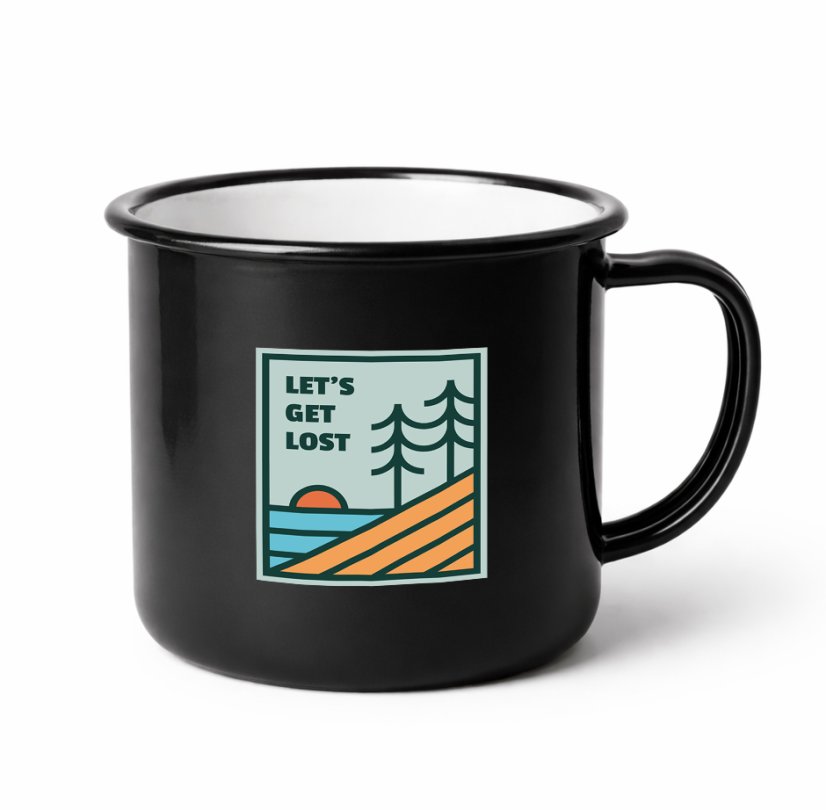 Smaltovaný hrnček LETS GET LOST, 300ml