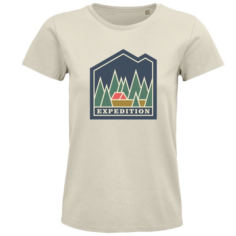 Dámske tričko Retro Expedition - Veľkosť: S, Farby: Natural
