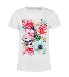 Dámske Bio tričko tulipán a červený mak maľba