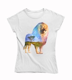 Dámske tričko maľovaný lev