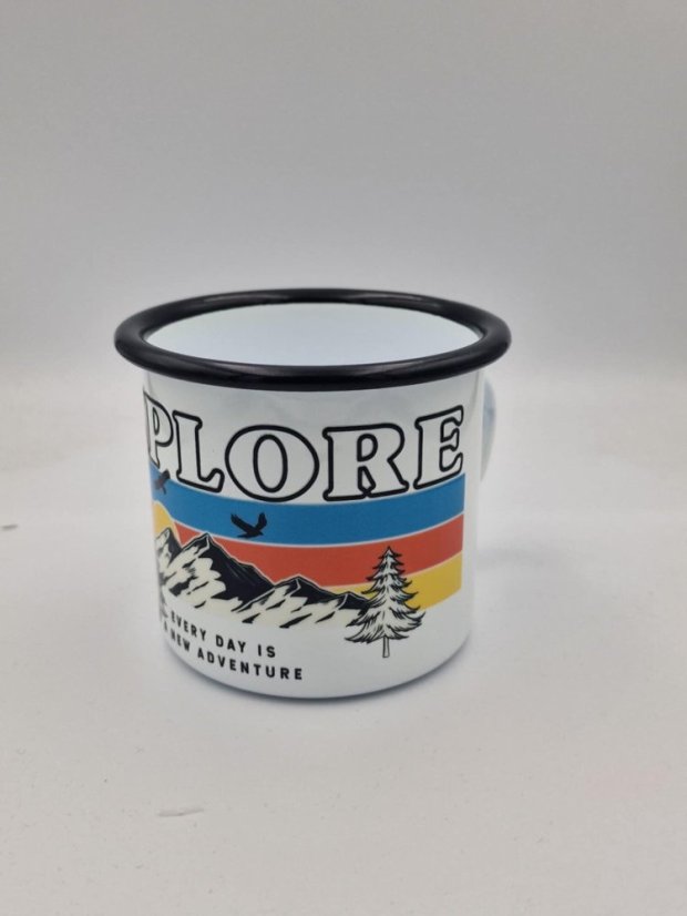 Smaltovaný hrnček Explore, biely, 300ml