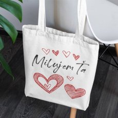 BIO bavlnená taška Milujem Ťa srdiečka