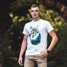 Pánske tričko maľovaný vlk