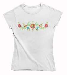 Dámske BIO tričko červený kvet ornament