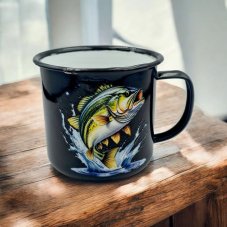 Smaltovaný hrnček  Ryba , čierny 350ml