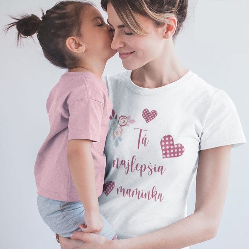 Dámske tričko najlepšia maminka bodkované srdiečka