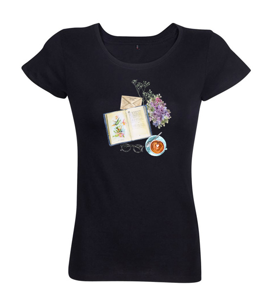 Dámske tričko Rozčítaná kniha čierne