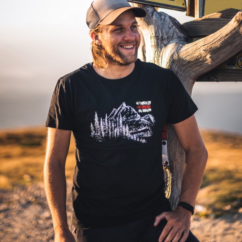 Pánske BIO tričko Hory a turistická značka - Veľkosť: XL, Farby: Bordová