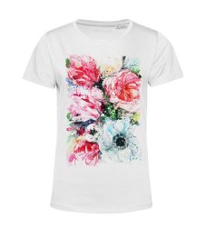 Dámske Bio tričko tulipán a červený mak maľba