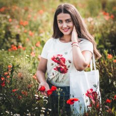 Dámske BIO tričko červený mak kvet