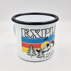 Smaltovaný hrnček Explore, biely, 300ml